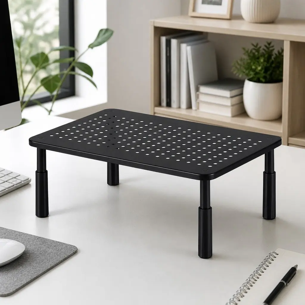 Monitor Stand Adjustable Riser Desk Organizer 37 x 23.5 cm Black