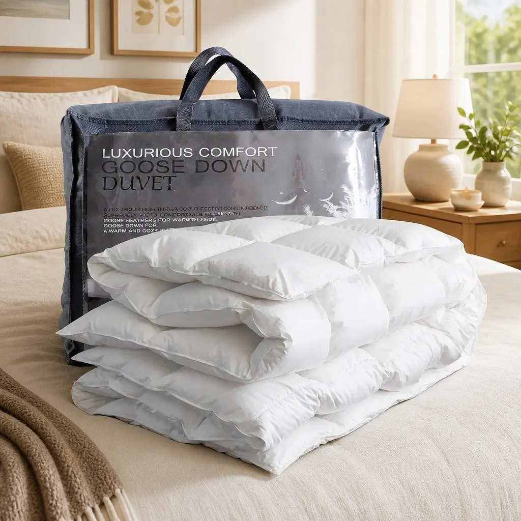 Duck Down Feather Quilt Super King 200GSM Lightweight Breathable White Bedding Doona