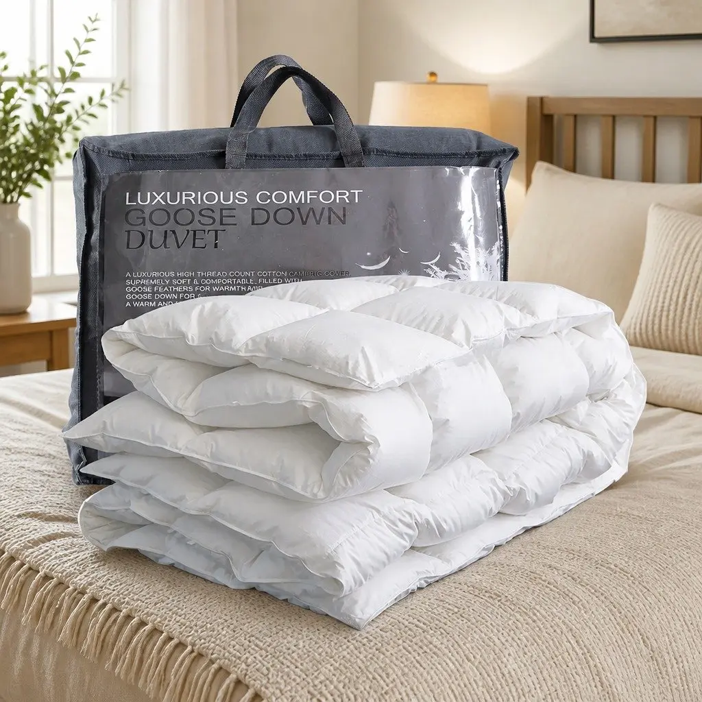 Single Goose Down Quilt 500GSM All Season Lightweight Breathable 140cm x 210cm White