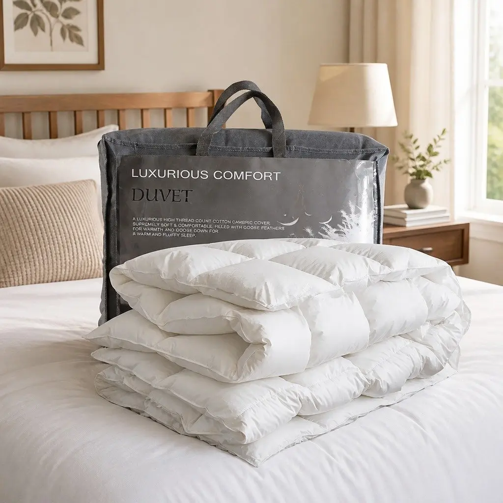 Goose Down Feather Quilt Super King Bed Lightweight Breathable White
