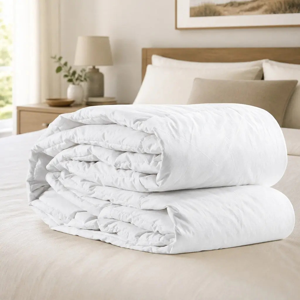 Goose Down Feather Quilt Super King Bed Lightweight Breathable White