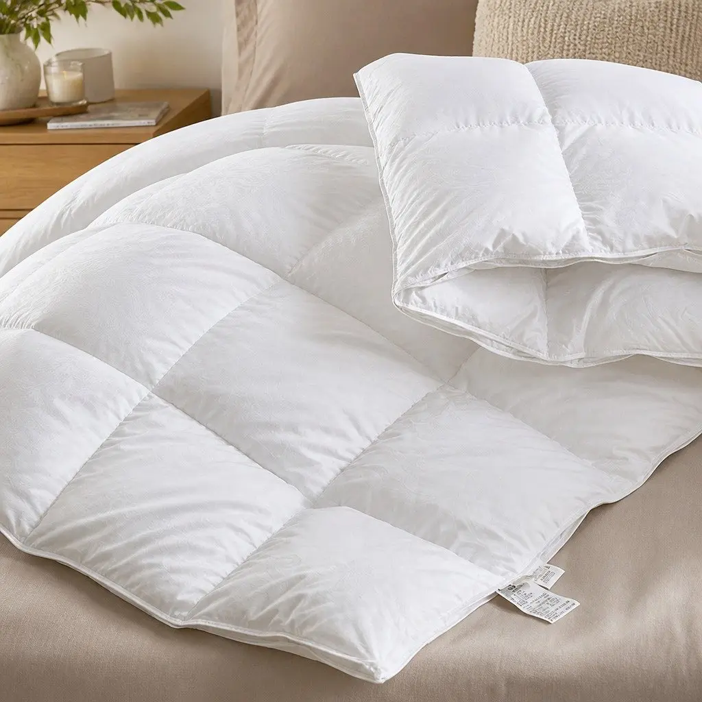 Goose Down Feather Quilt Super King Bed Lightweight Breathable White