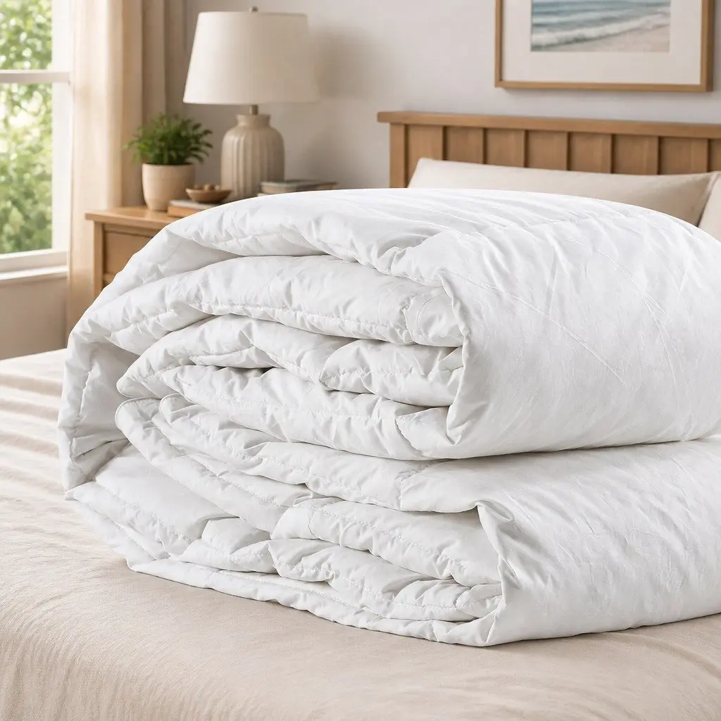 Goose Down Feather Quilt Double All Season 700GSM White Baffle Box Stitched