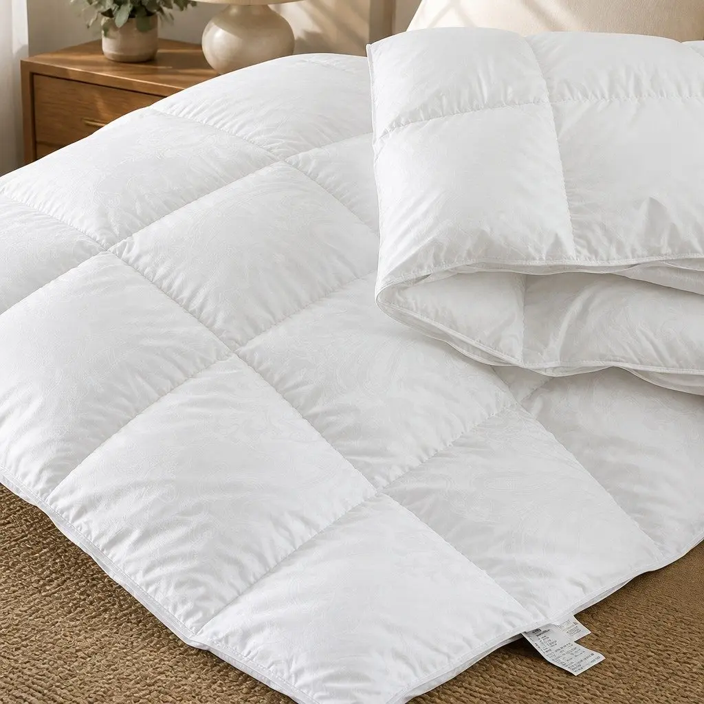 Goose Down Feather Quilt Double All Season 700GSM White Baffle Box Stitched