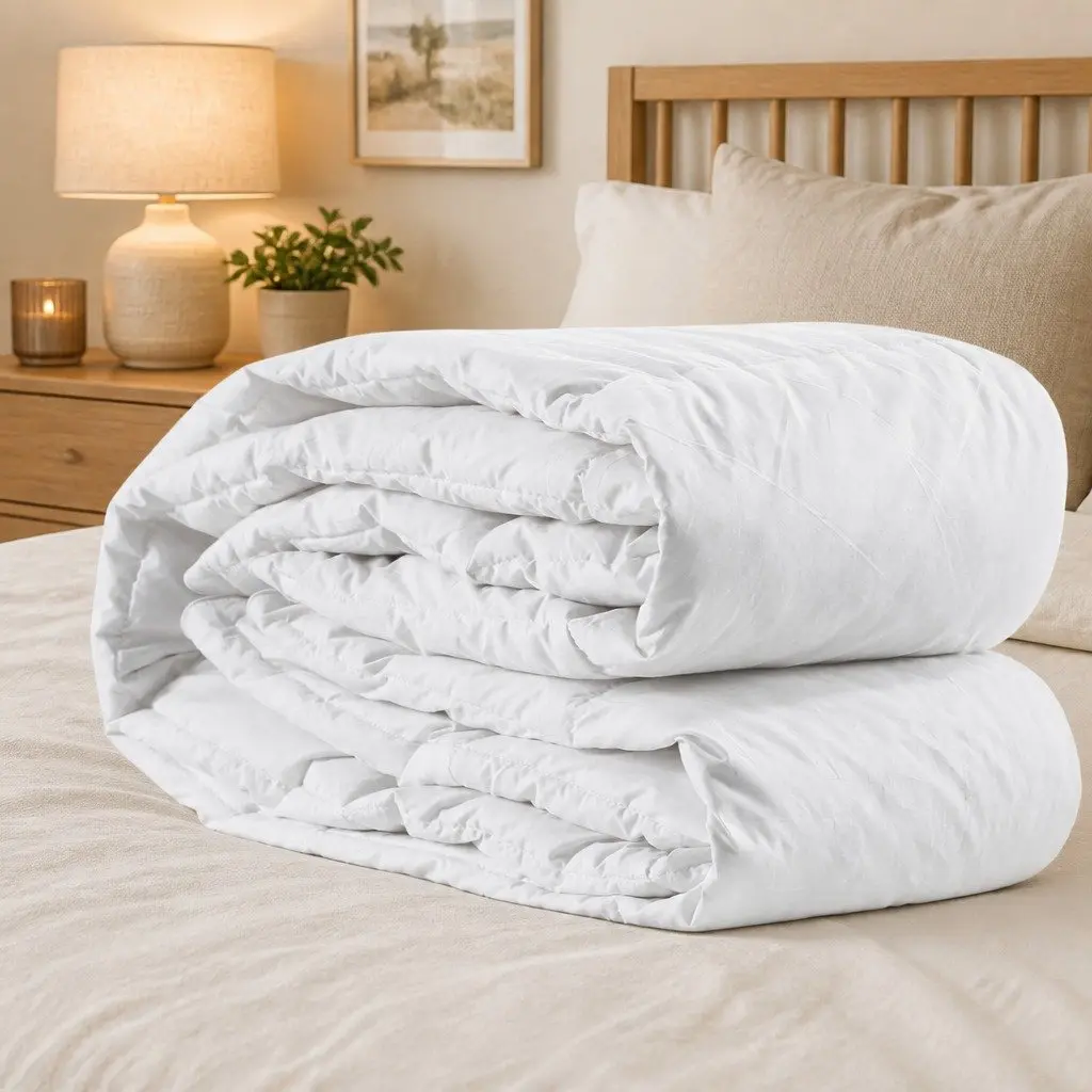 Goose Down Feather Quilt All Season King Size 700GSM White Cotton Cover