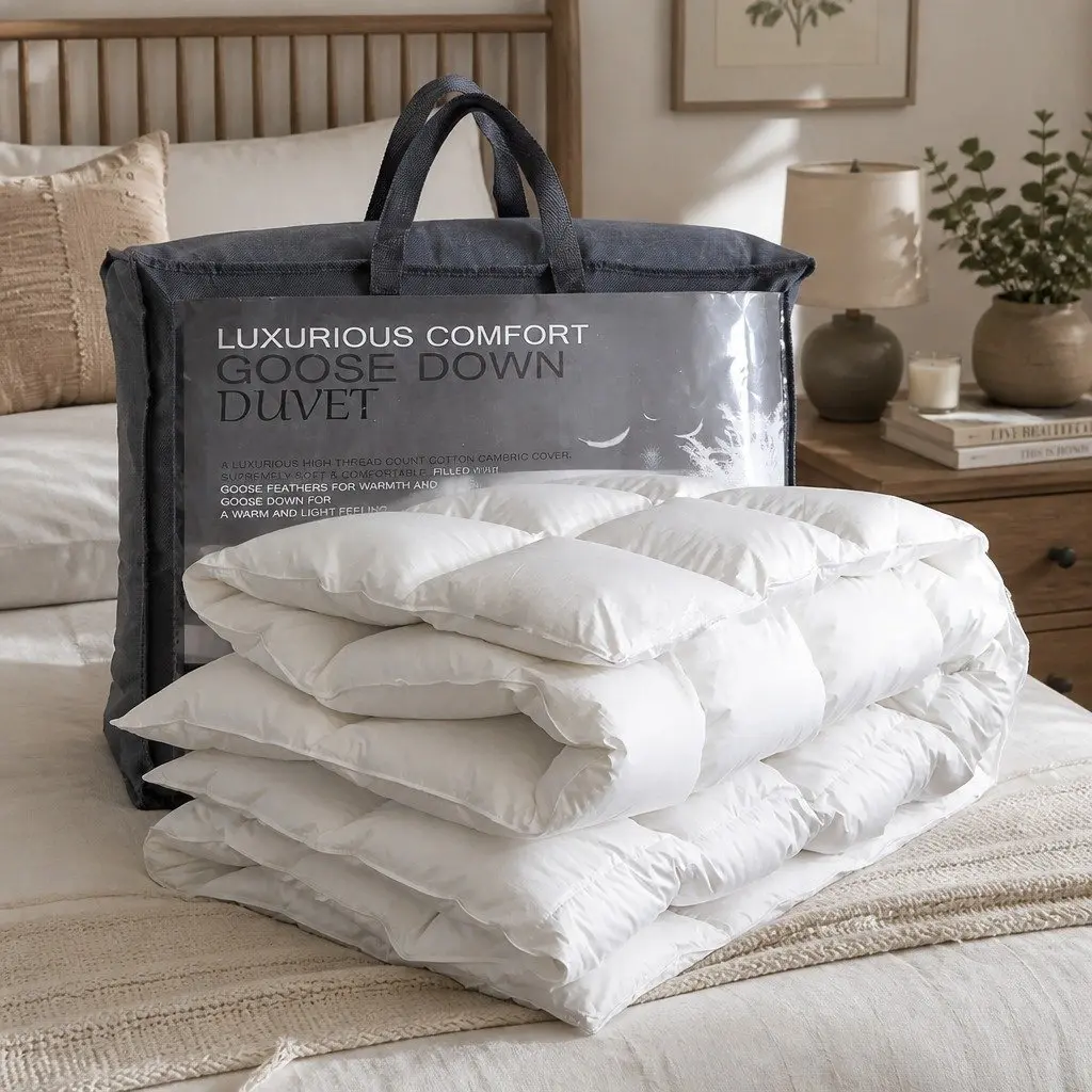 Goose Down Feather Quilt Single All Season 700GSM Lightweight White