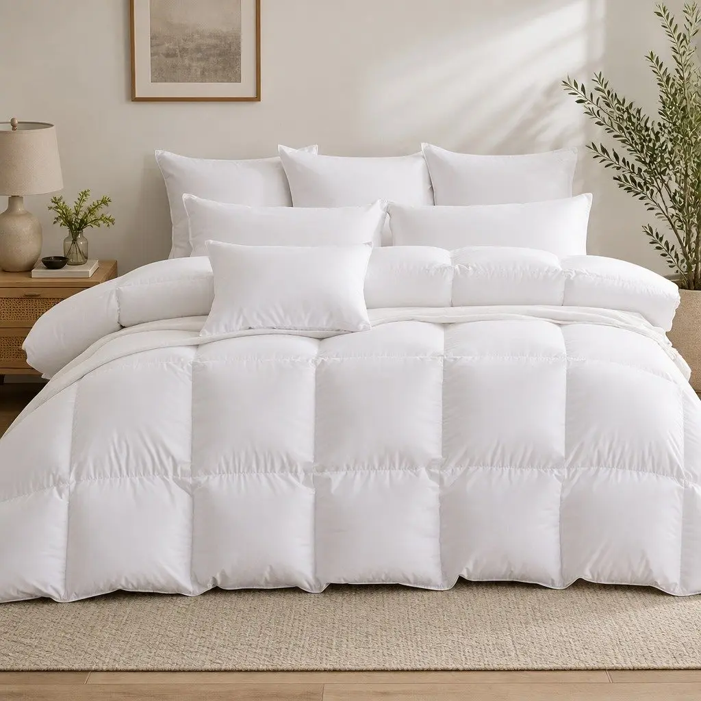 Goose Down Feather Quilt Super King Bed Doona All Season White