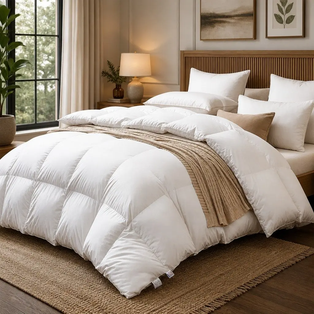 Goose Down Feather Quilt Super King Bed Doona All Season White