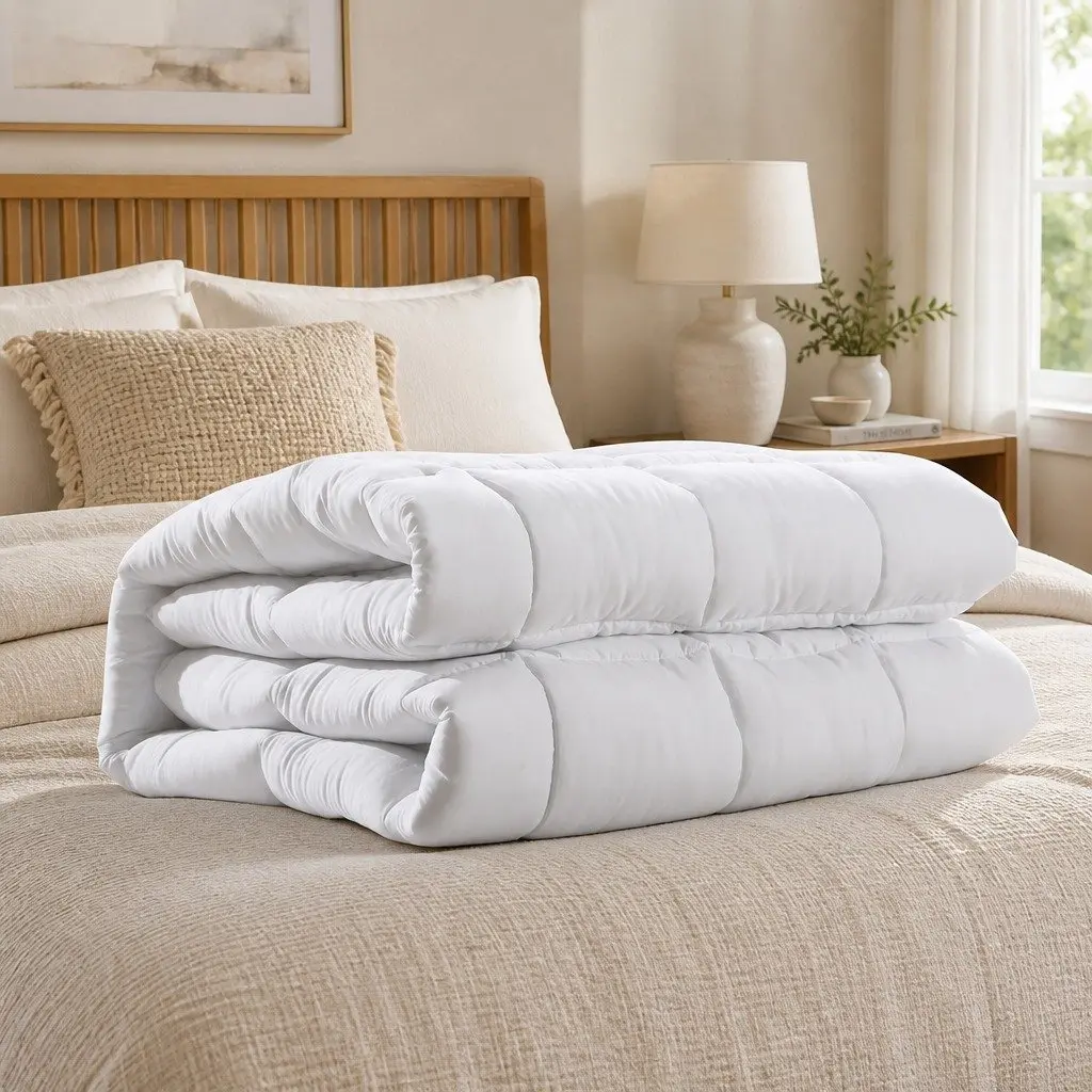Bamboo Quilt All Season Single 200GSM Lightweight Soft Breathable White Bedding