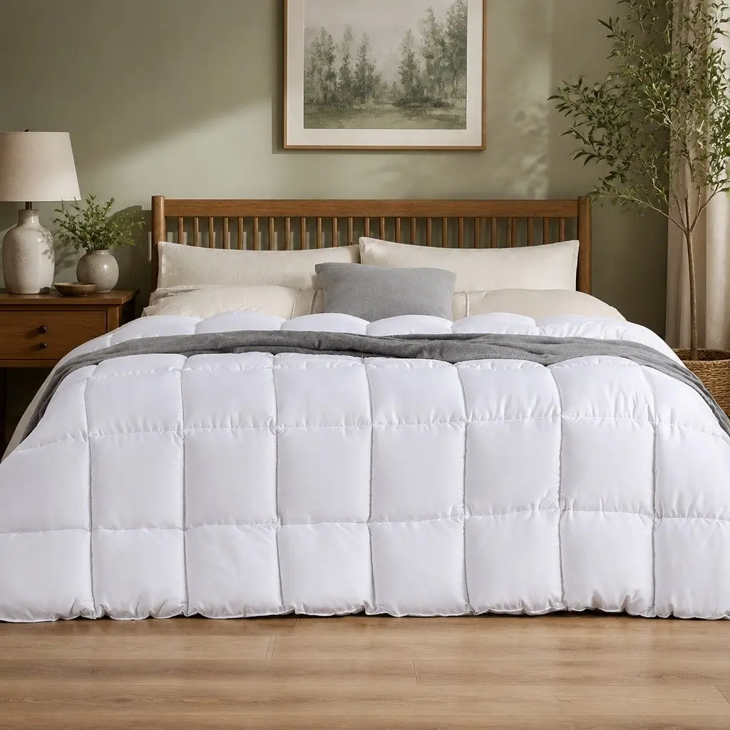 Bamboo Quilt All Season Single 200GSM Lightweight Soft Breathable White Bedding