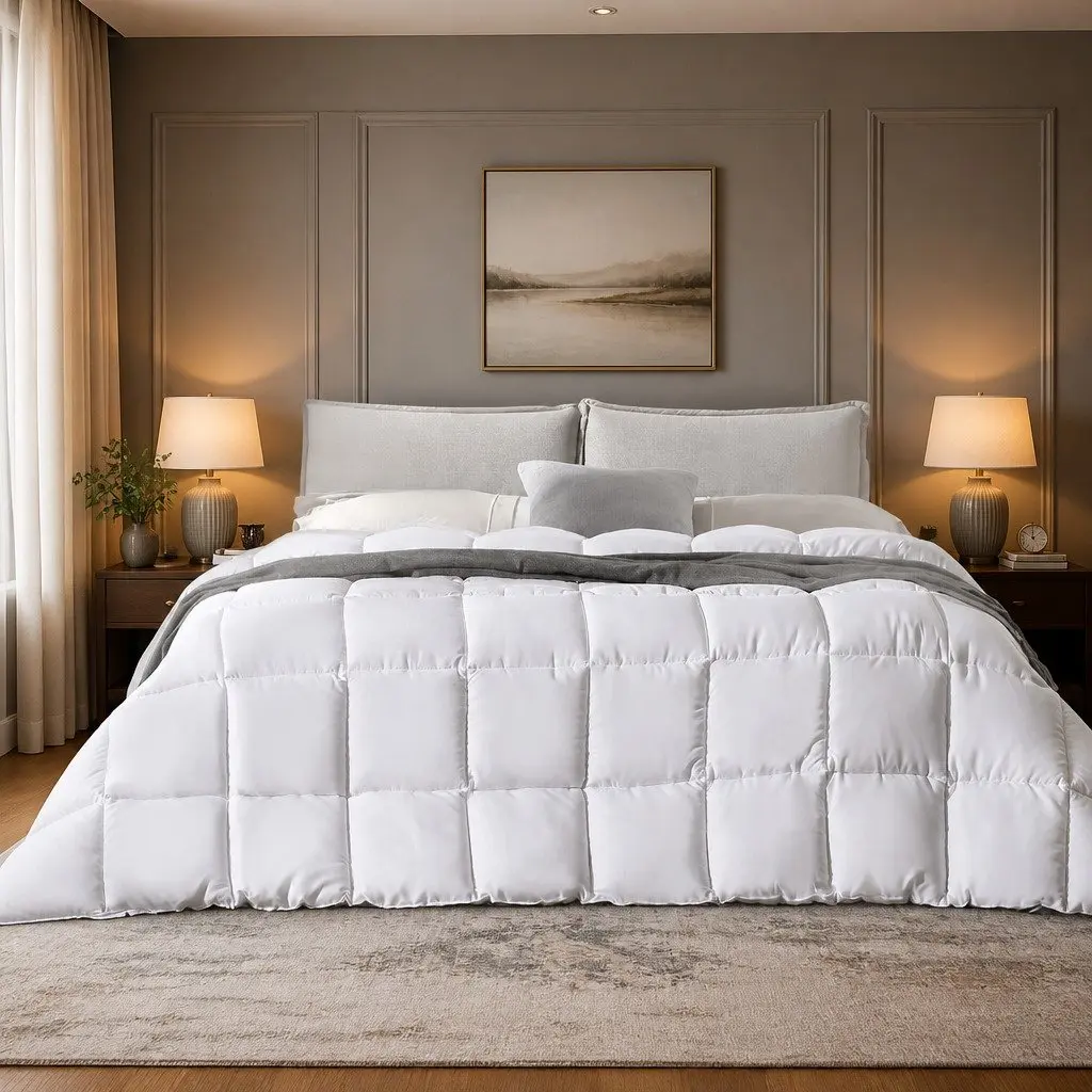 Bamboo Quilt All Season Single 200GSM Lightweight Soft Breathable White Bedding