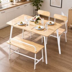Quality 4-Piece Dining Set with Natural Aesthetics