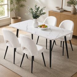 Quality Dining Set with Marble Table and Comfortable Chairs