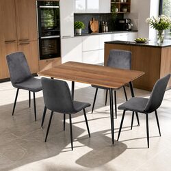 Reliable Dining Table and Chair Set in Grey Velvet