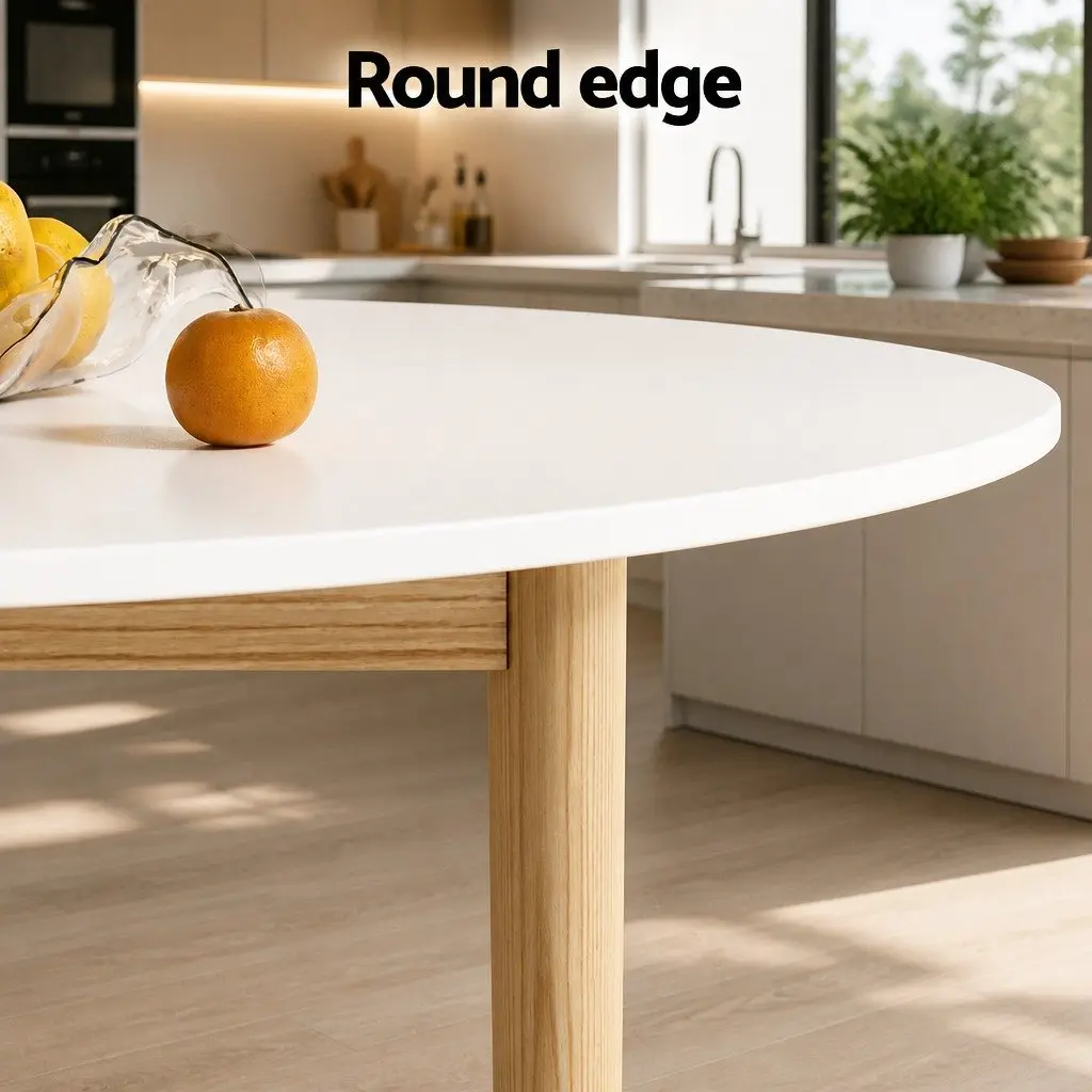 Dining Table and 4 Chairs Set Round Tabletop Kitchen Dining Room Furniture