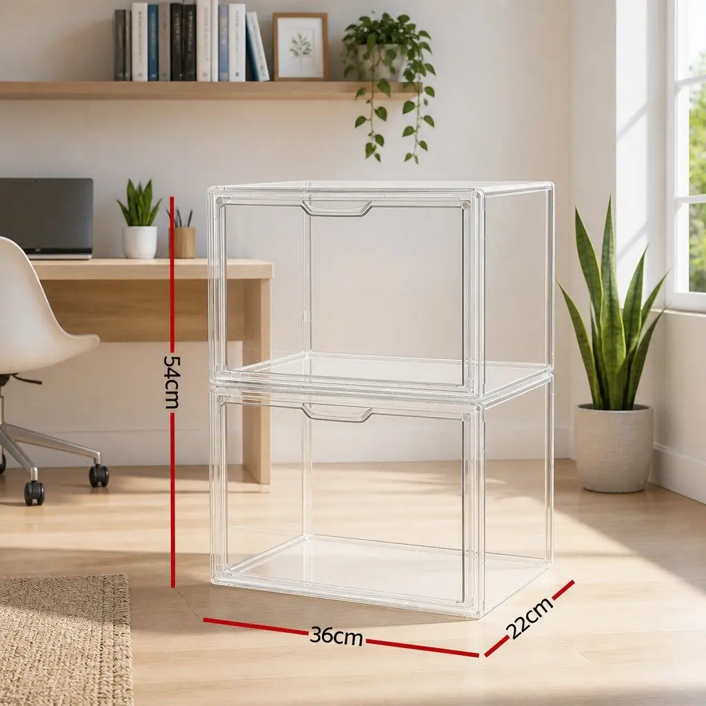 Clear Acrylic Display Case 2 Pack Stackable Storage Box Toys Collectibles