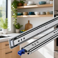 Drawer Slides Heavy Duty Full Extension Locking 500-1000mm Silver Kitchen
