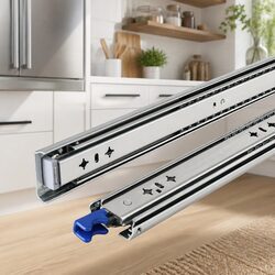 Drawer Slides Heavy Duty Full Extension Locking 600-1200mm Silver 115kg Capacity