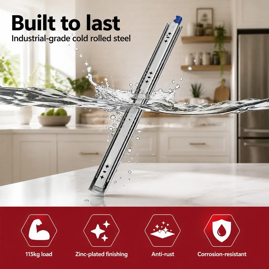 Heavy Duty Drawer Slides with Soft-Close and Locking