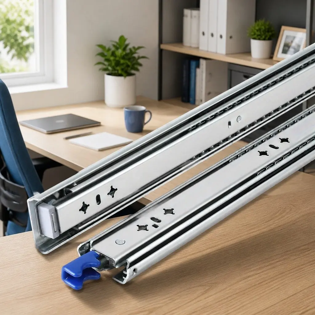 Heavy Duty Drawer Slides Full Extension Locking Silver 750mm to 1500mm