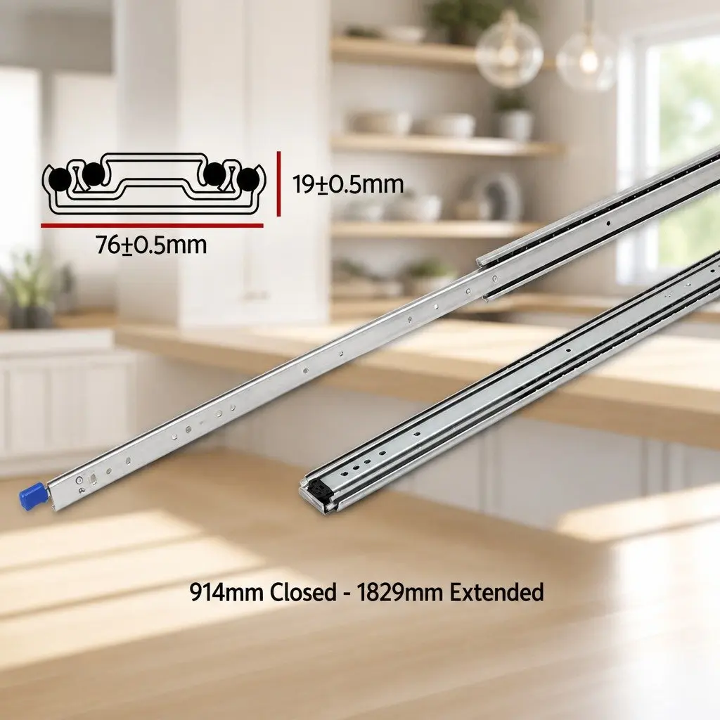 Drawer Slides Full Extension Locking 227kg 914-1829mm Heavy Duty Steel Rails