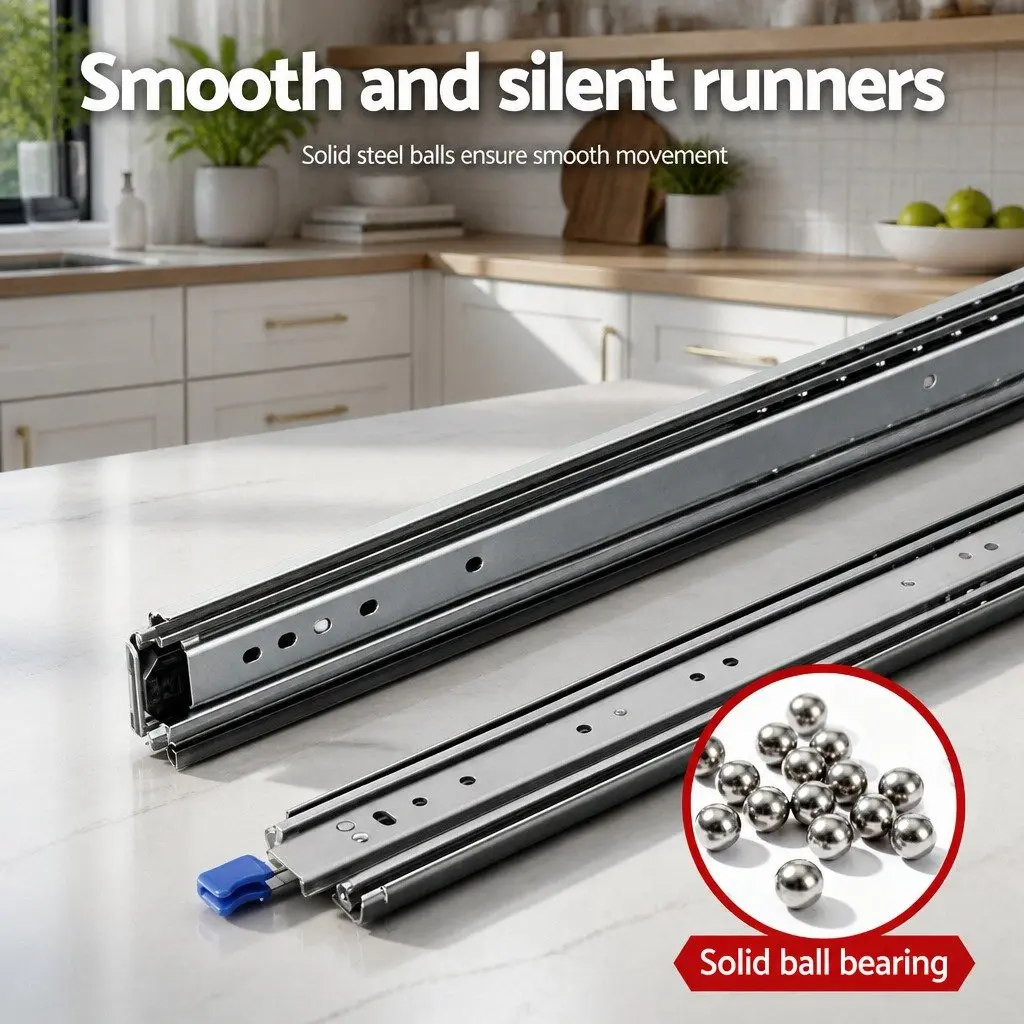 Drawer Slides Full Extension Locking 227kg 914-1829mm Heavy Duty Steel Rails
