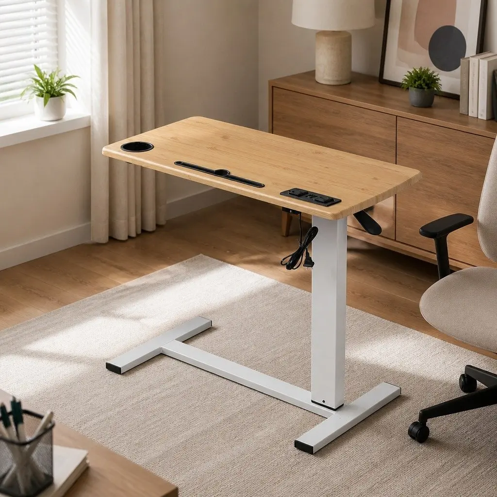 Oak Standing Desk with USB Charging