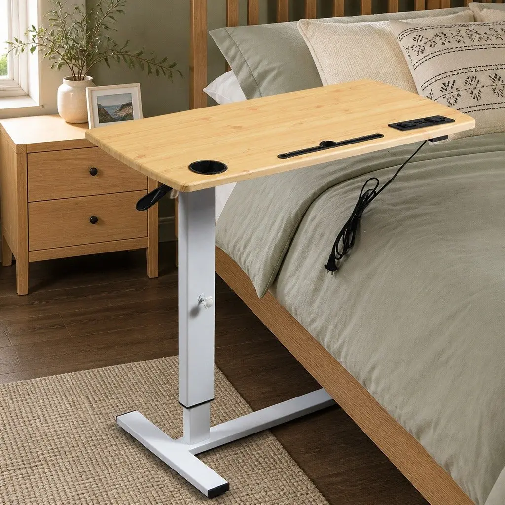Oak Standing Desk with USB Charging