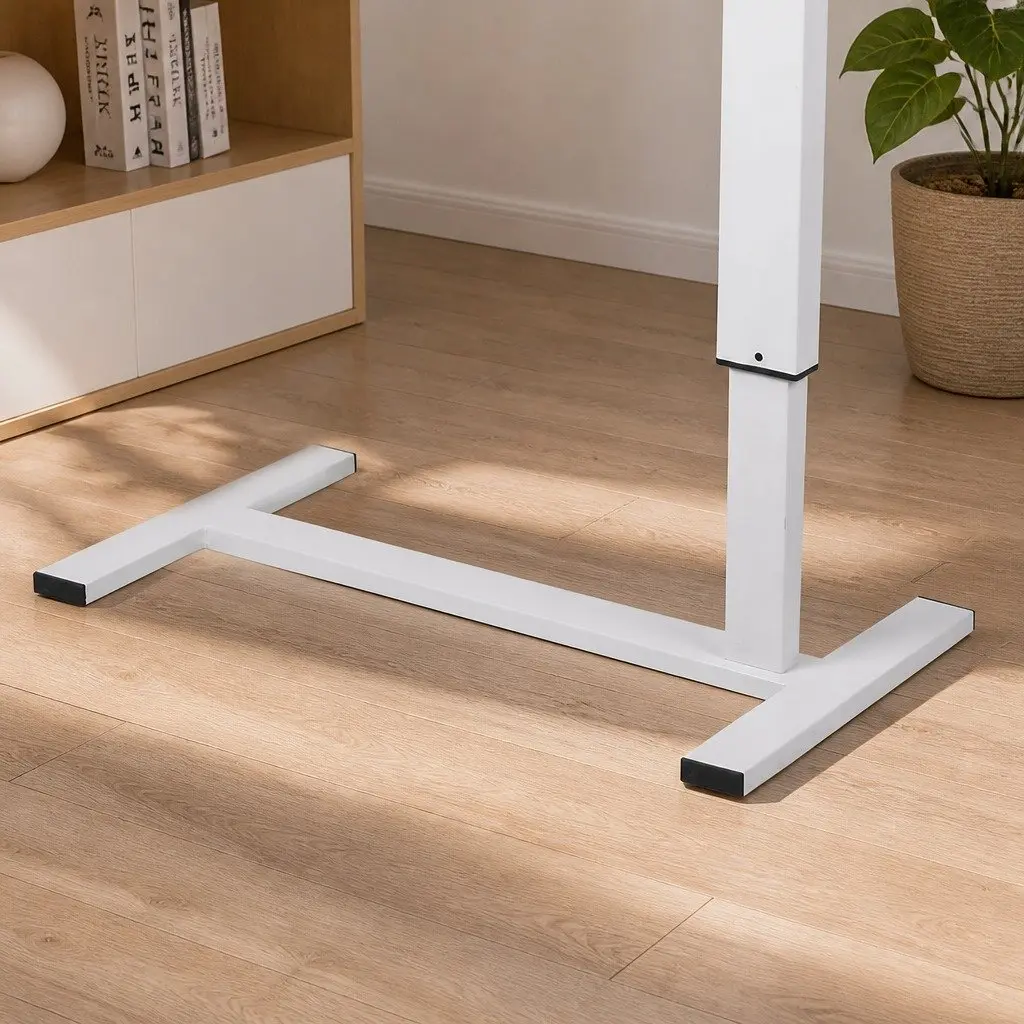 Height Adjustable Standing Desk White 65-93cm Home Office with Gas Lift Mechanism Power Points USB Ports and Tablet Groove