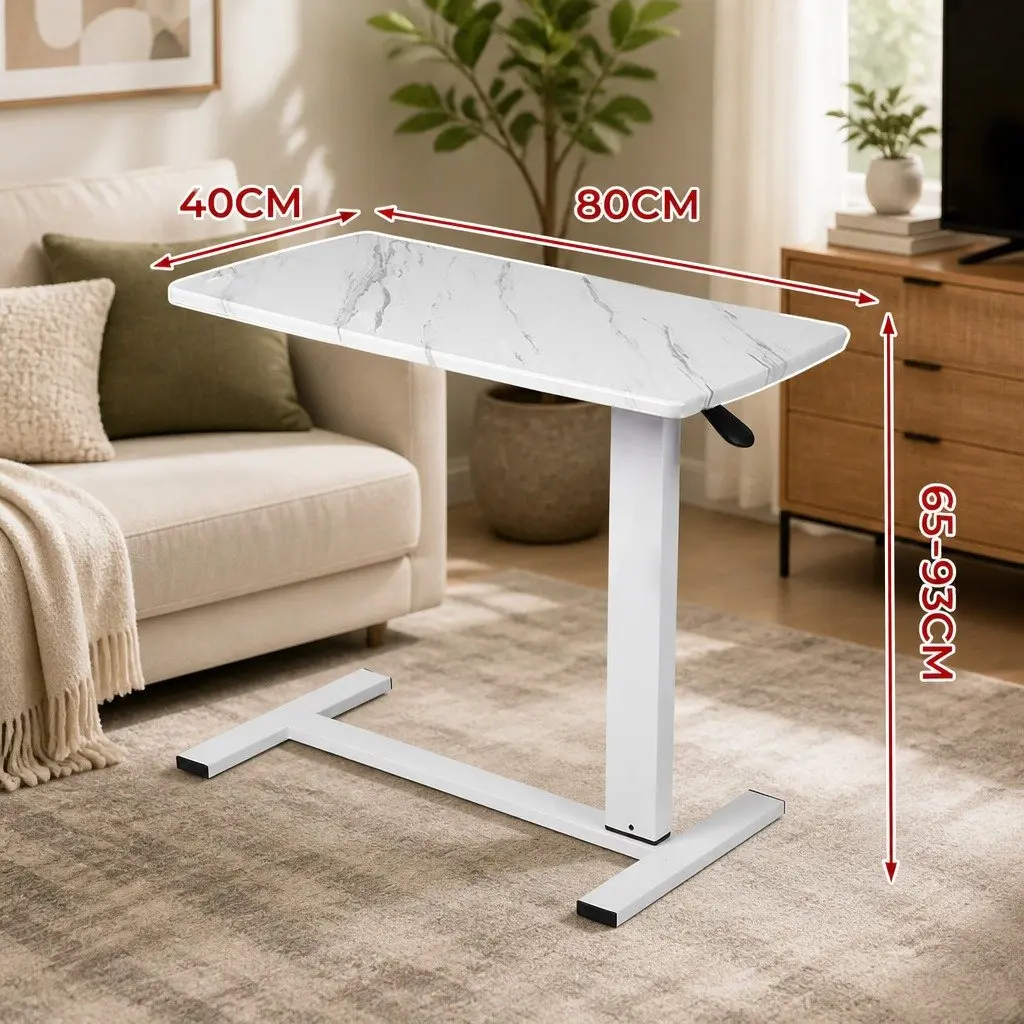 Height Adjustable Sofa Bed Side Table 65-93cm White