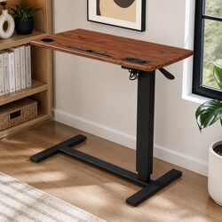 Standing Desk Height Adjustable Gas Lift Brown Home Office Workstation USB Power