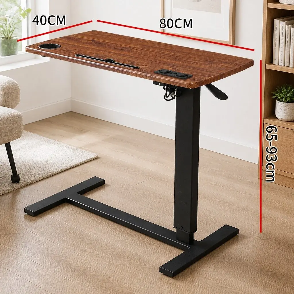 Standing Desk Height Adjustable Gas Lift Brown Home Office Workstation USB Power