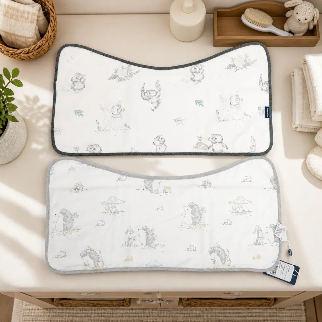 Baby Burp Cloths Feeding 2 Piece Forest Kingdom Print Bamboo Cotton Gauze