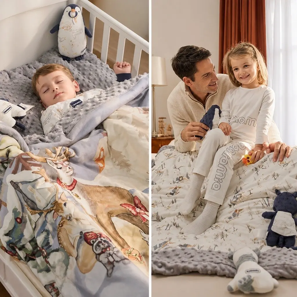Kids Blanket Padded Minky Dot Cotton Soft Cosy Baby Crib Stroller Throw