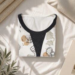 Parent Child Matching Loungewear Set Gramophone Radio Print Relaxed Fit Casual