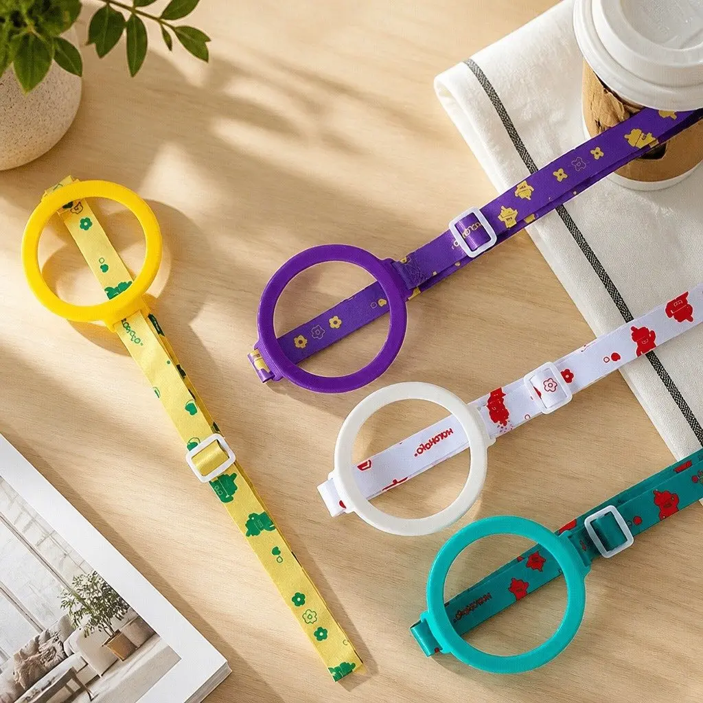 Coffee Cup Carrier Strap Holder On-the-Go White
