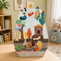 Wall Mounted Magnetic Toy Building Set Garden Theme Educational Play 27 Pieces