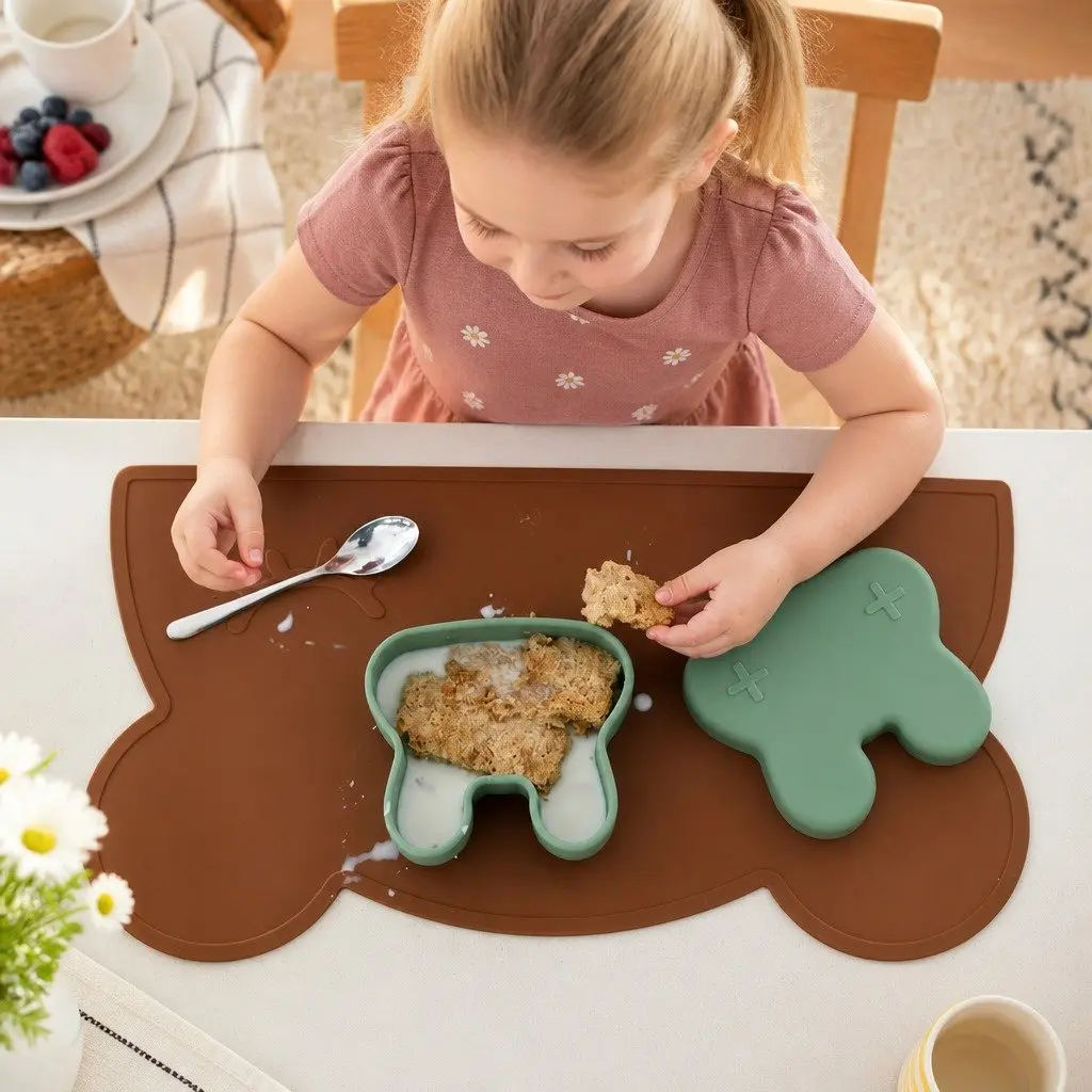 Bunny Snackie Silicone Toddler Bowl Plate Portable Snack Container Set
