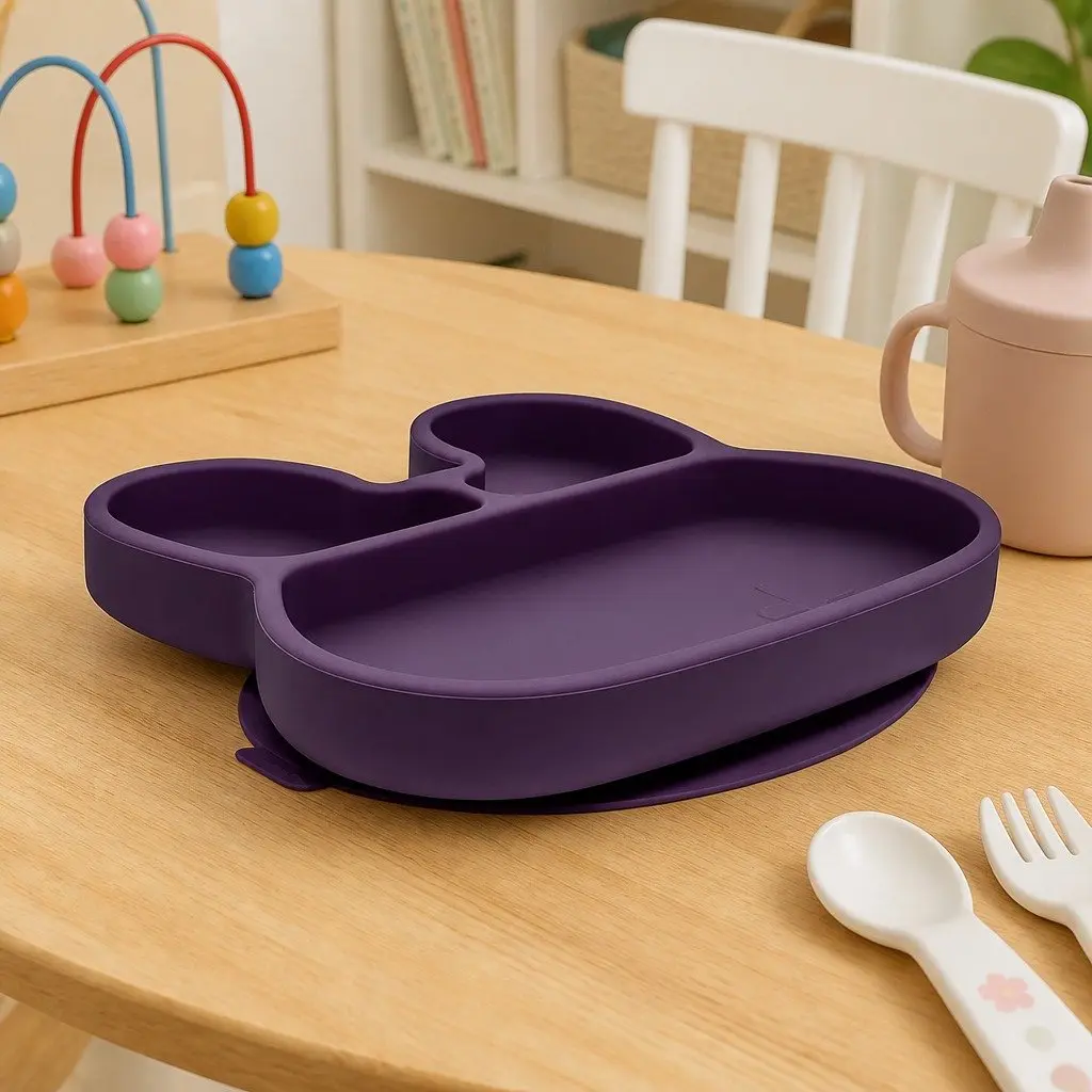 Plum Suction Plate for Mealtime