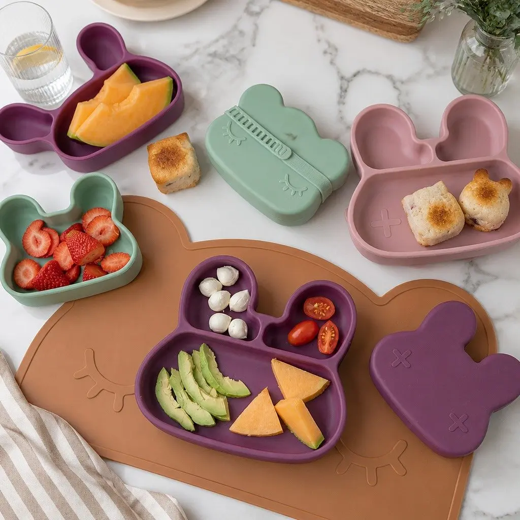 Plum Suction Plate for Mealtime