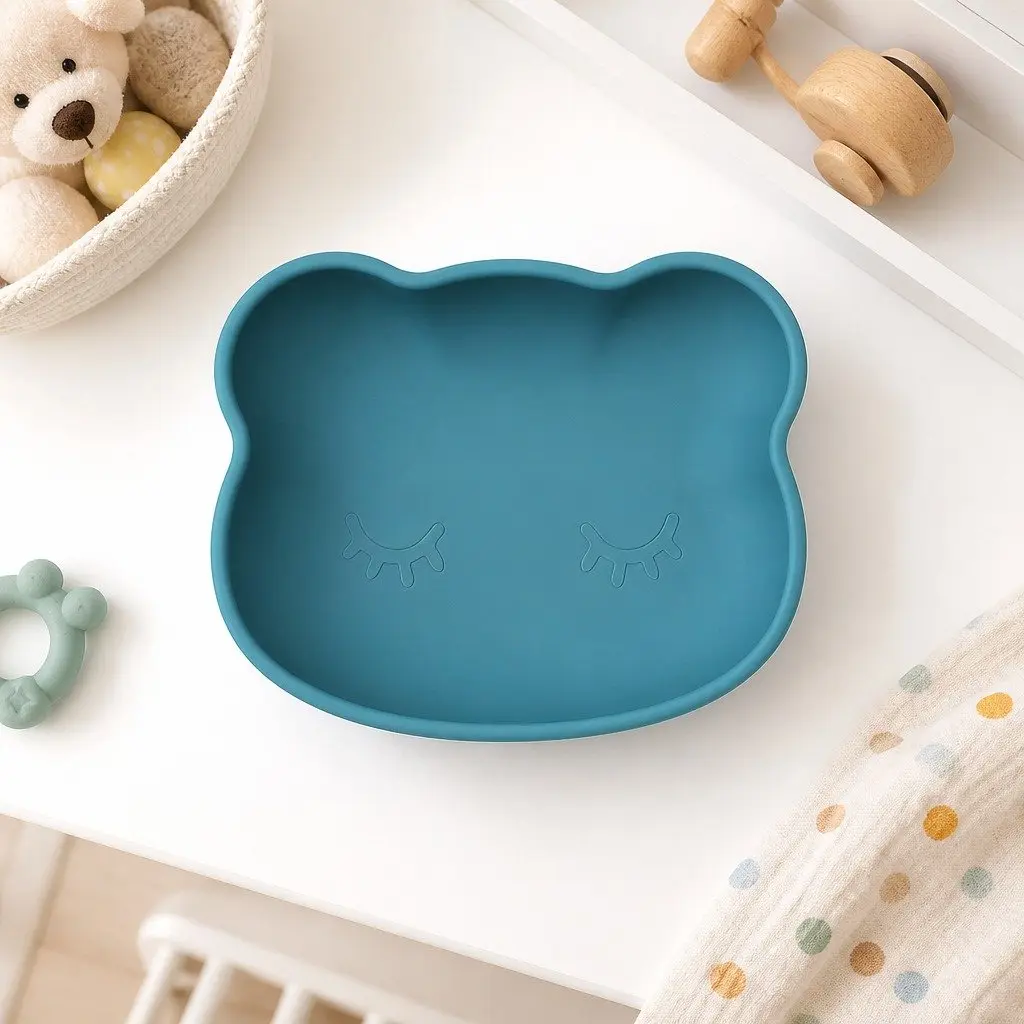 Suction Base Feeding Bowl with Lid Dusty Rose for Baby Toddler 14.8 cm