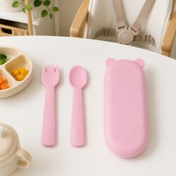 Feedie Fork & Spoon Set Baby First Cutlery Self-Feeding Utensils Travel Case