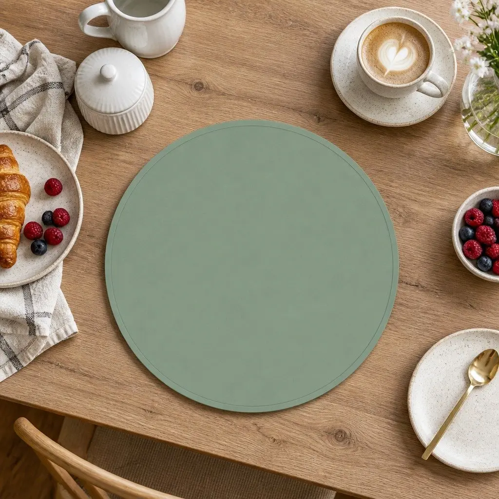 Round Silicone Placemat Navy Non-Slip Flexible Durable 38cm for Kids Family Dining Table