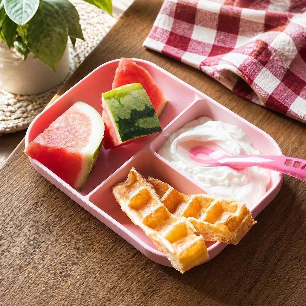 Silicone Suction Divided Plate Spoon Set Baby Feeding Mealtime Non-slip Bottom