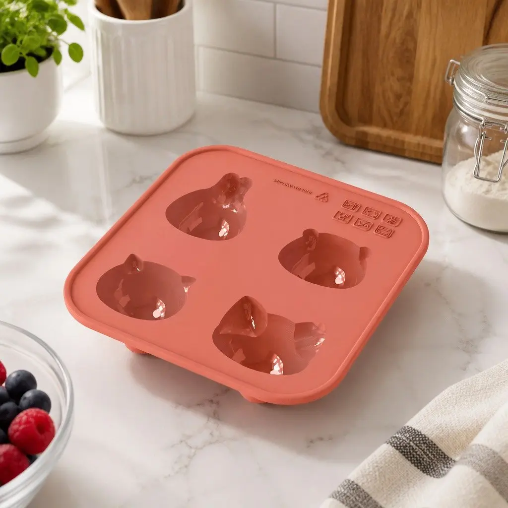 Silicone Bento Mould Kids Food-Grade 13cm Animal Shapes Freezer Microwave Safe