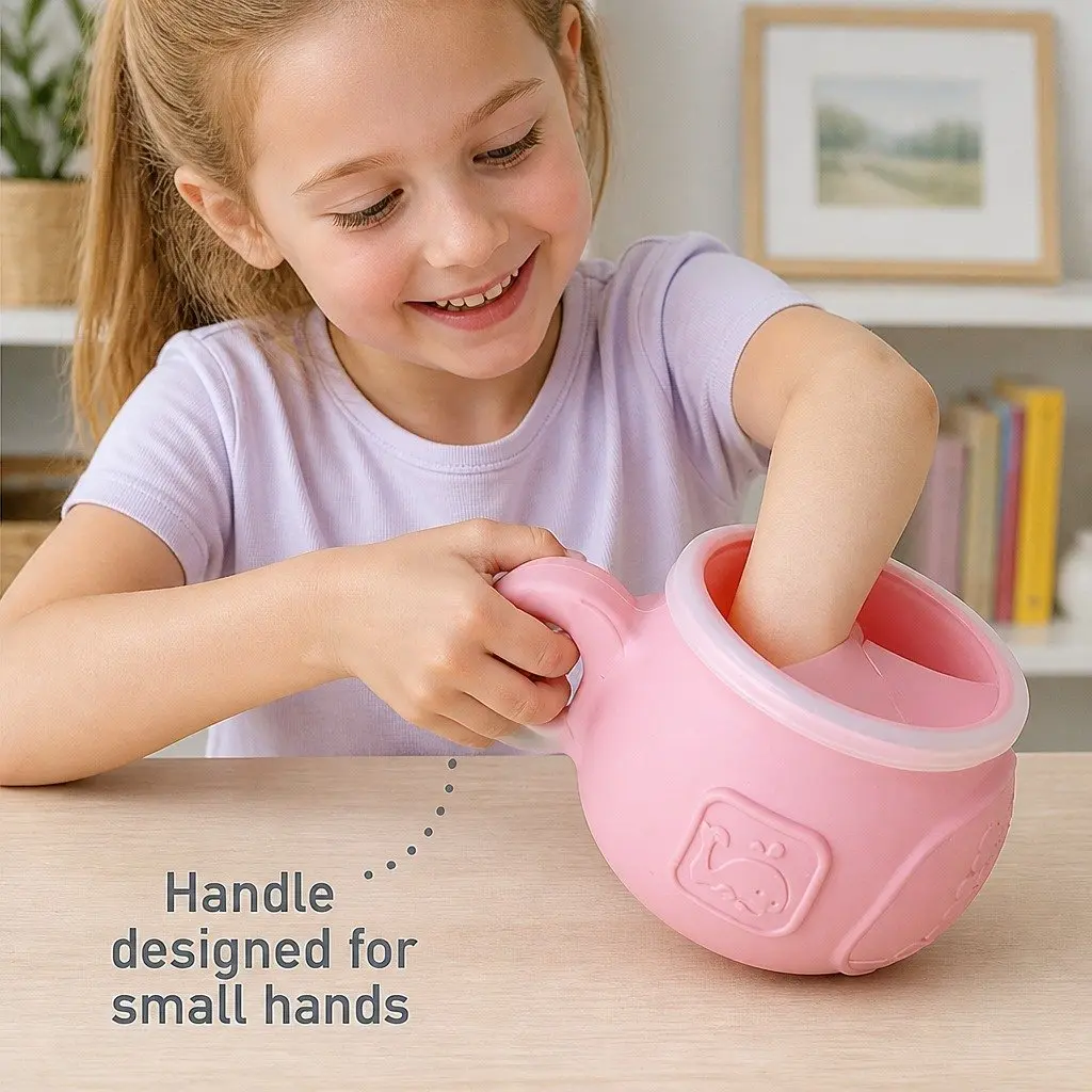 Snack Bowl Toddler Feeding Container Secure Lid Handle Blue