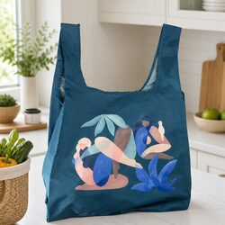 Medium Reusable Shopping Bag Foldable Grocery Tote Eco-Friendly Recycled Plastic