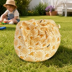 Comfortable and Versatile Kids Sun Hat with Sunflower Design