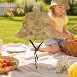 Comfortable Kids Reversible Bucket Hat with Chin Ties