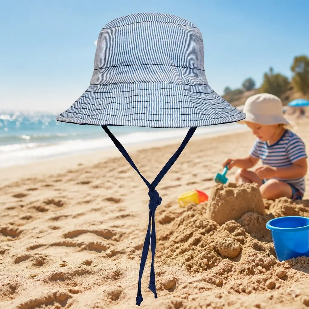 Kids Wide Brim Reversible Bucket Hat with Sun Protection